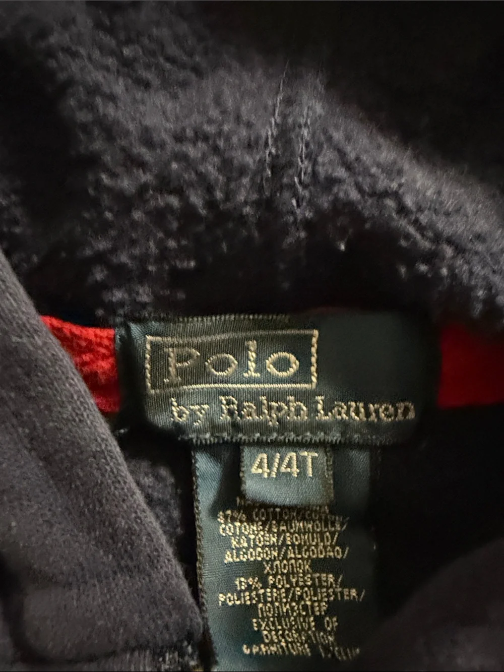 Ralph Lauren Navy Zip-Up Hoodie with Red Pony & USA Patch - Kids